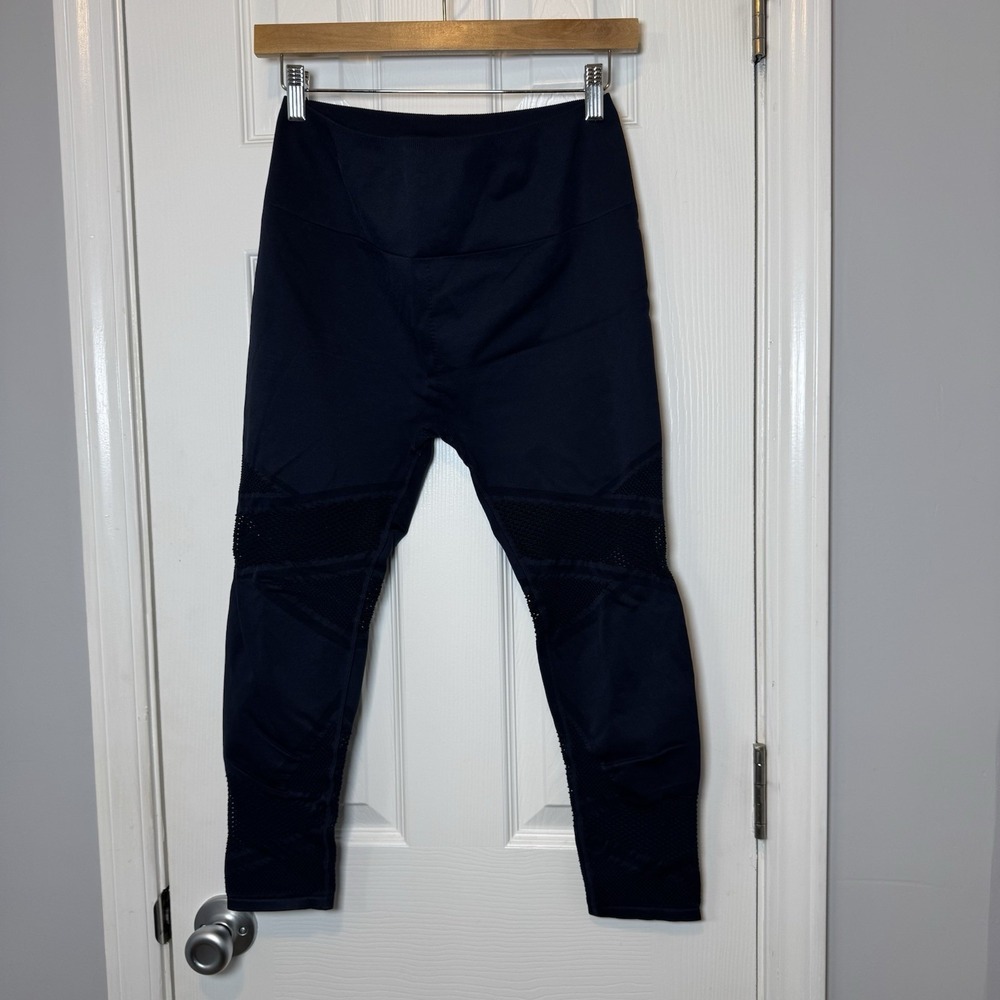 Fabletics Womens High Waist Seamless 7/8 Mesh Leggings Navy Blue Size Large‎ EUC